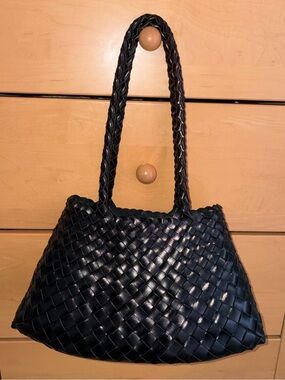 Woven Leather Shoulder Tote